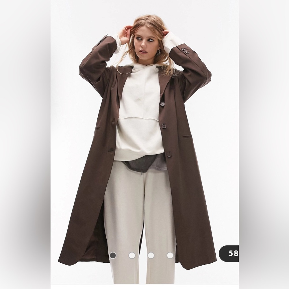 Topshop longline blazer in chocolate size 10 NWT